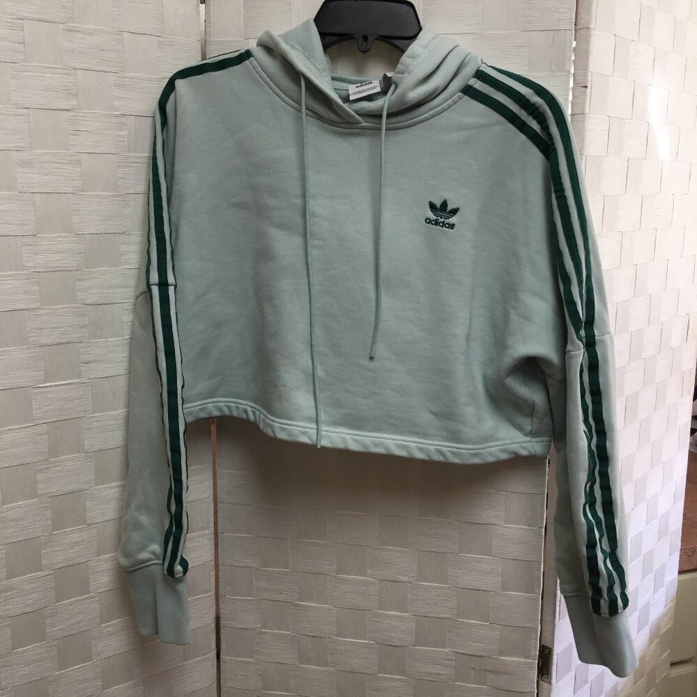 adidas green cropped hoodie size XS